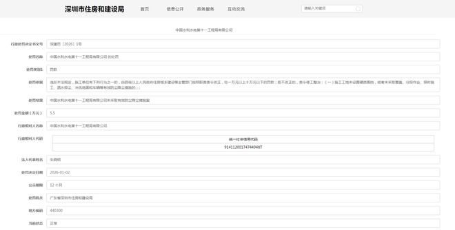 中国水利水电第十一工程局有限公司违规被罚(图1)